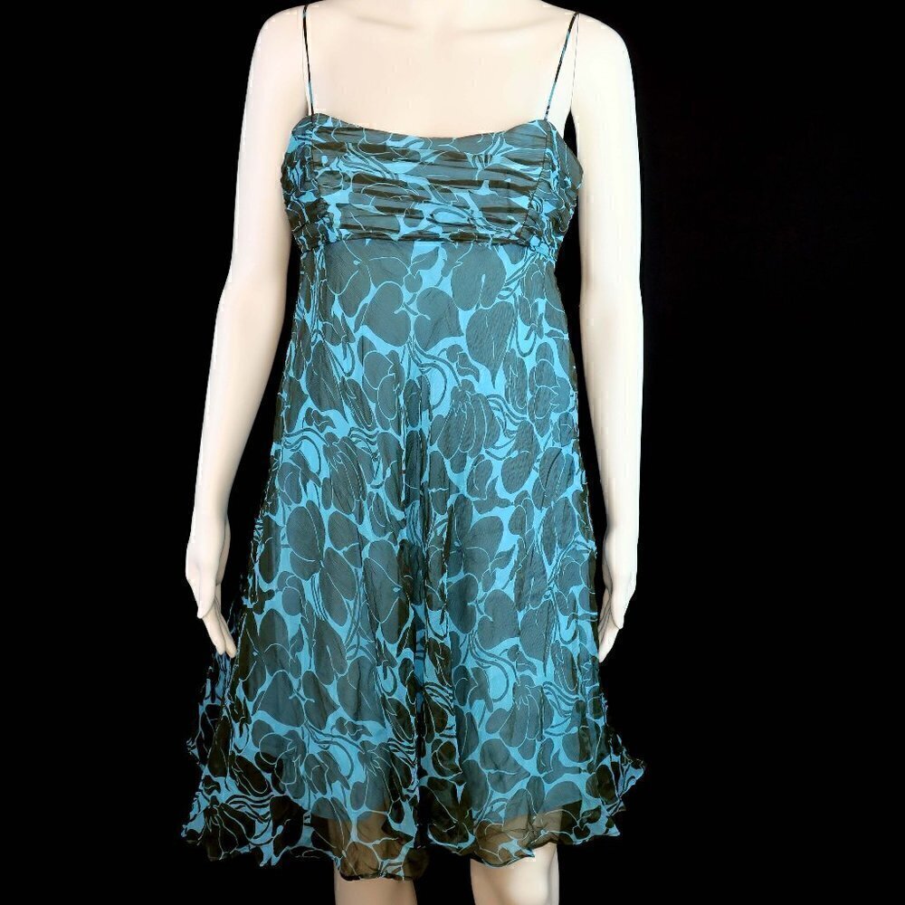 Milly New York Silk Leaves Spaghetti Strap Dress